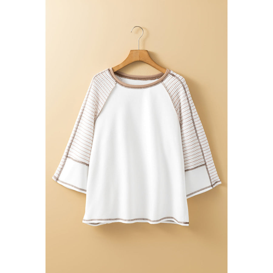 Striped Round Neck Raglan Sleeve Top Apparel and Accessories