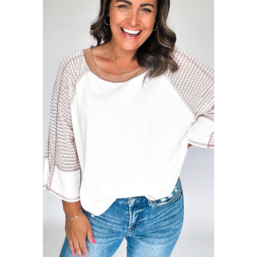 Striped Round Neck Raglan Sleeve Top Apparel and Accessories