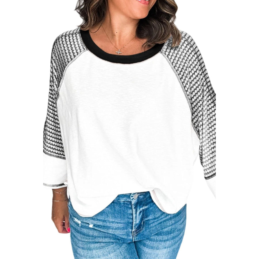 Striped Round Neck Raglan Sleeve Top Apparel and Accessories