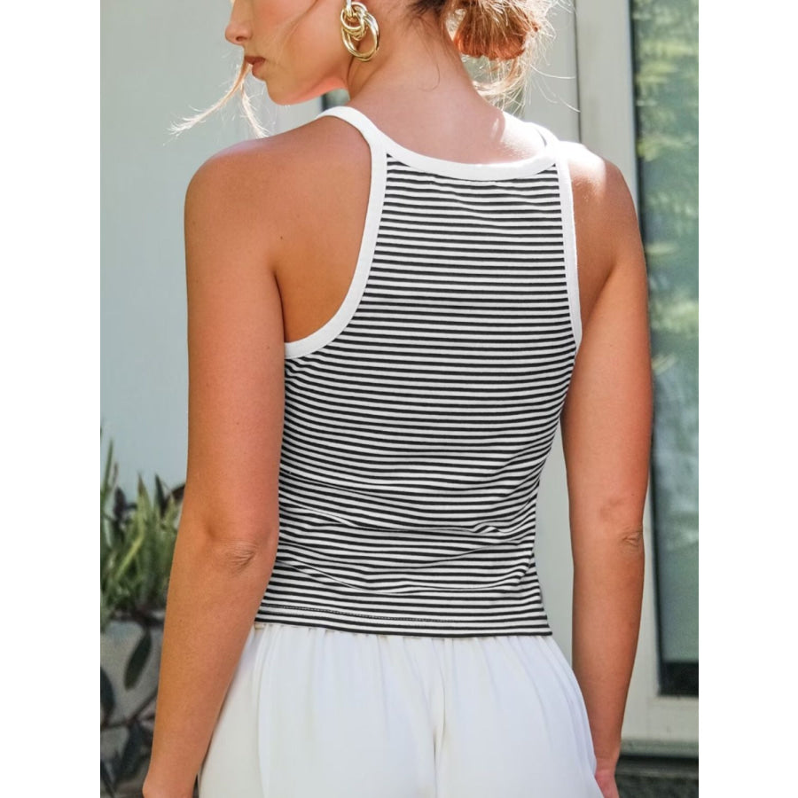 Striped Round Neck Short Cami Apparel and Accessories