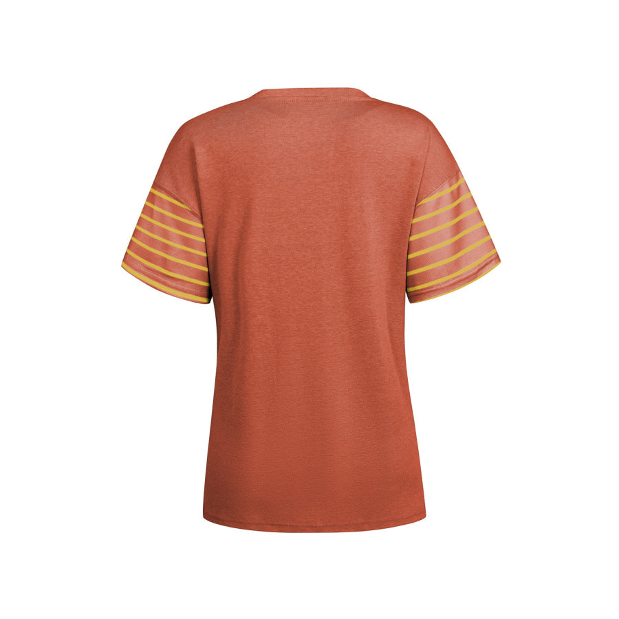 Striped Round Neck Short Sleeve T-Shirt Apparel and Accessories