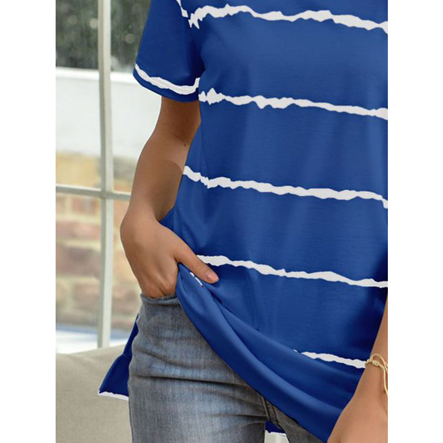 Striped Round Neck Short Sleeve T-Shirt Apparel and Accessories