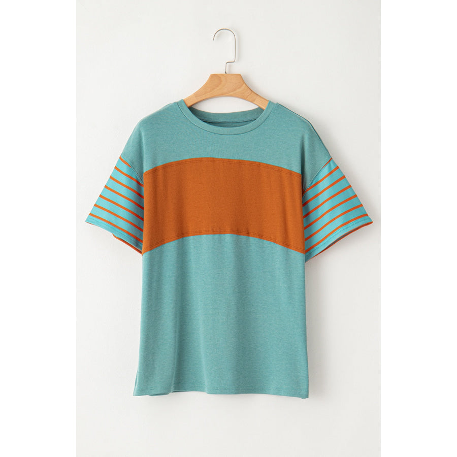 Striped Round Neck Short Sleeve T-Shirt Apparel and Accessories