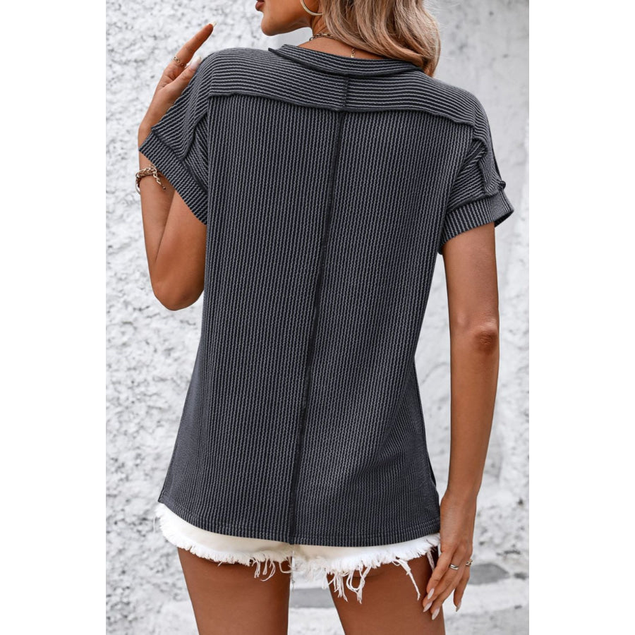 Striped Round Neck Short Sleeve T-Shirt Apparel and Accessories