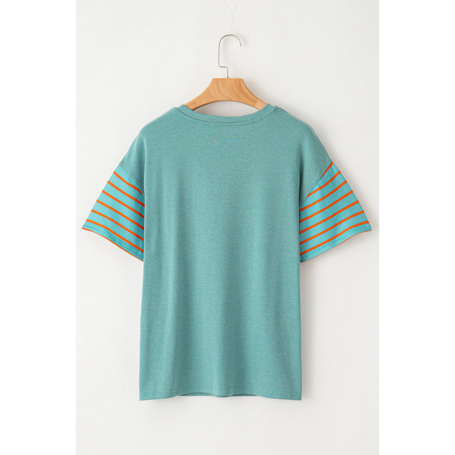 Striped Round Neck Short Sleeve T-Shirt Apparel and Accessories