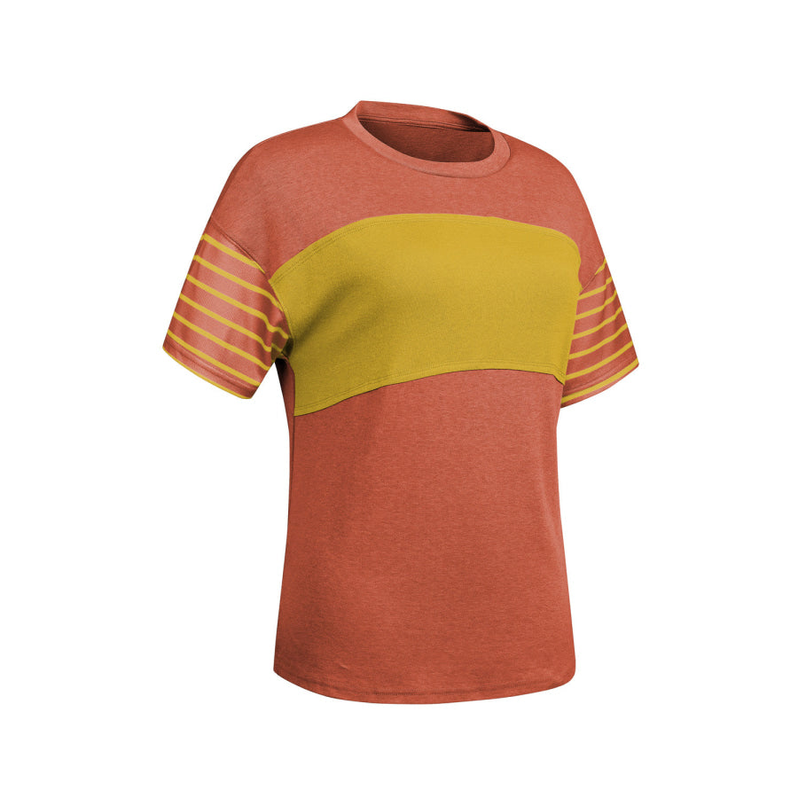 Striped Round Neck Short Sleeve T-Shirt Apparel and Accessories