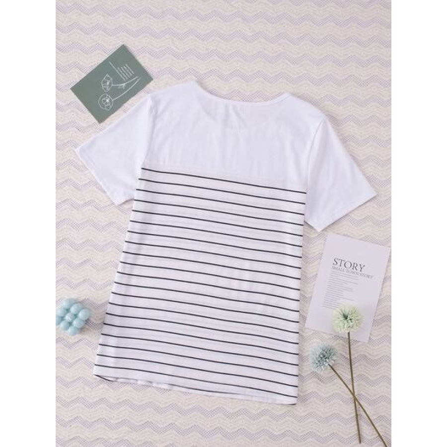 Striped Round Neck Short Sleeve T-Shirt Apparel and Accessories