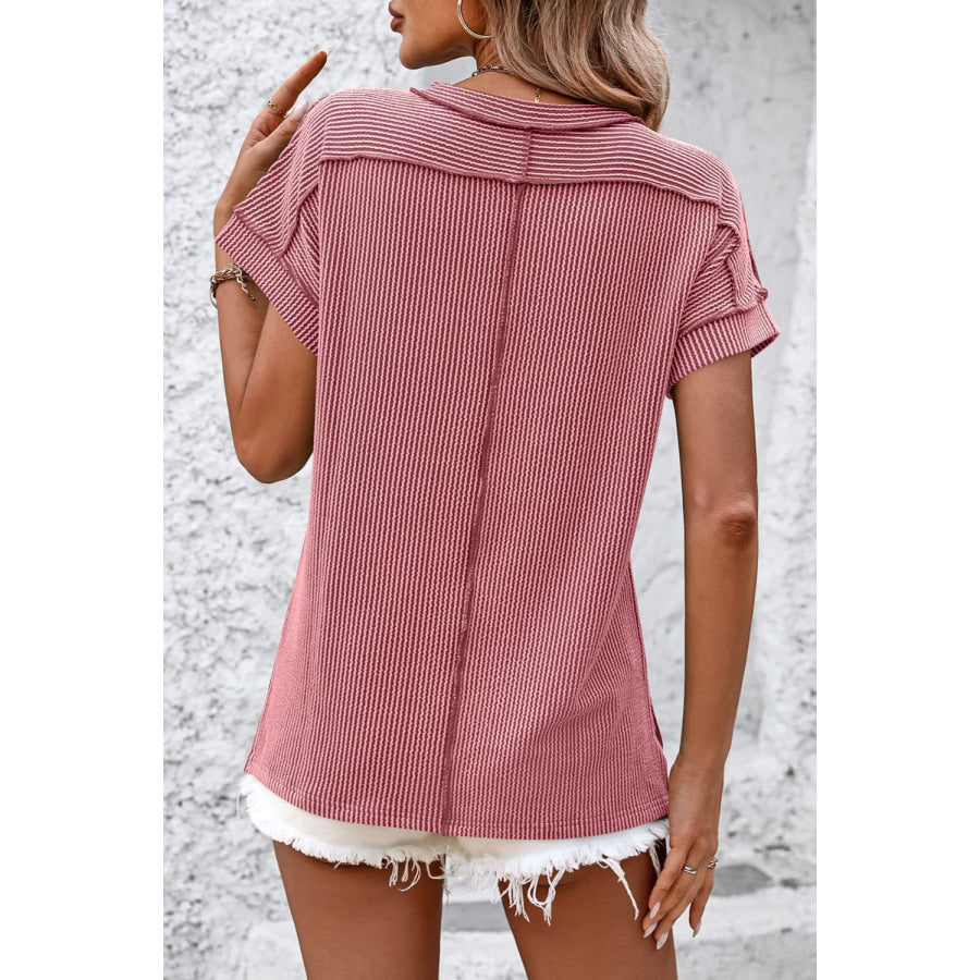 Striped Round Neck Short Sleeve T-Shirt Apparel and Accessories