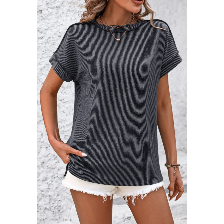 Striped Round Neck Short Sleeve T-Shirt Apparel and Accessories