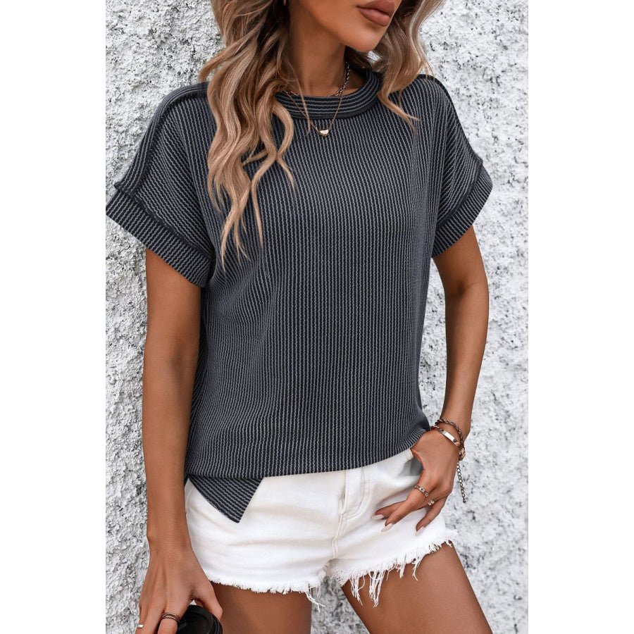 Striped Round Neck Short Sleeve T-Shirt Apparel and Accessories