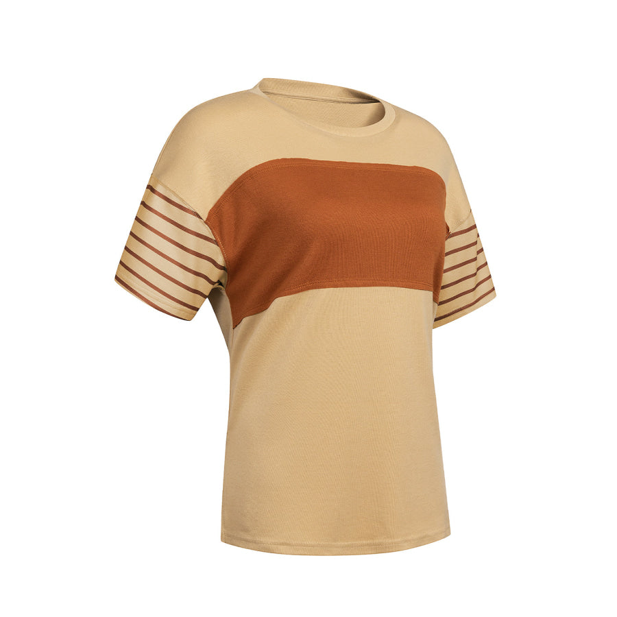 Striped Round Neck Short Sleeve T-Shirt Apparel and Accessories