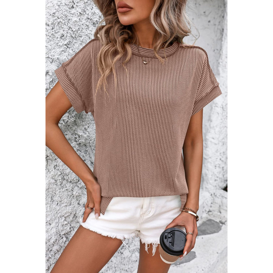 Striped Round Neck Short Sleeve T-Shirt Apparel and Accessories