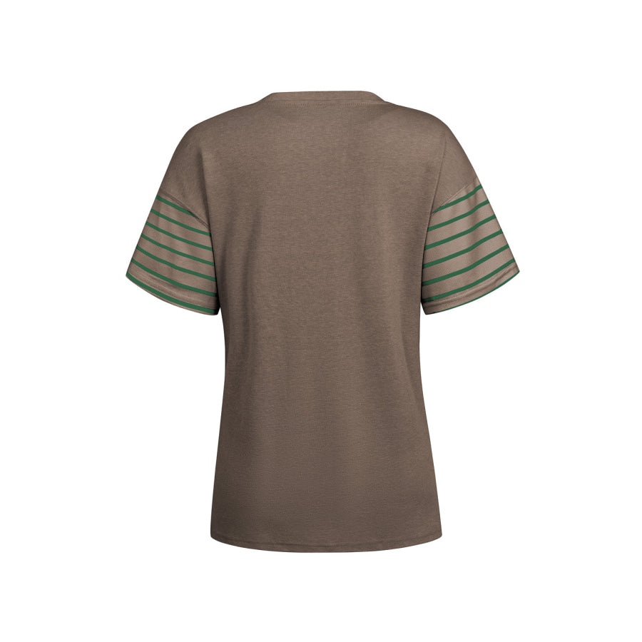 Striped Round Neck Short Sleeve T-Shirt Apparel and Accessories