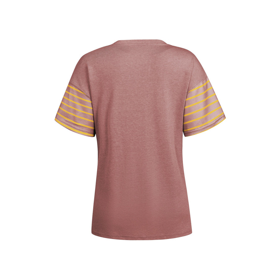 Striped Round Neck Short Sleeve T-Shirt Apparel and Accessories