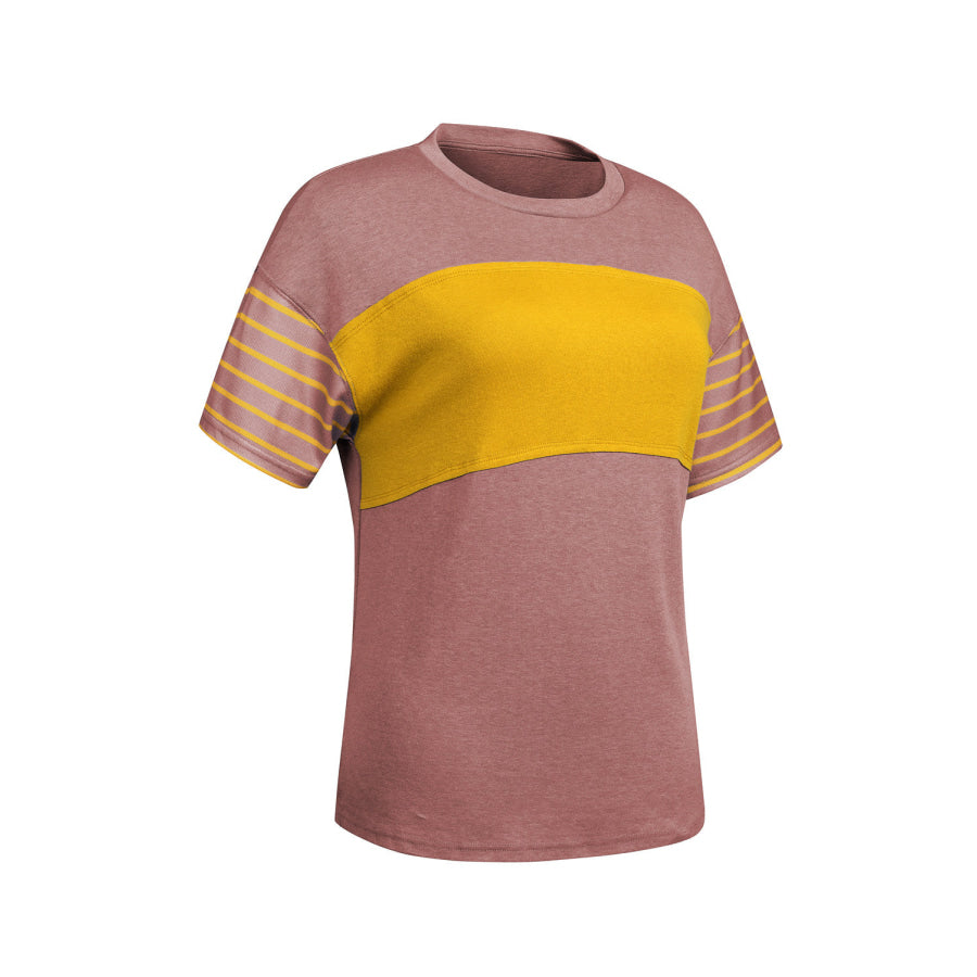 Striped Round Neck Short Sleeve T-Shirt Apparel and Accessories