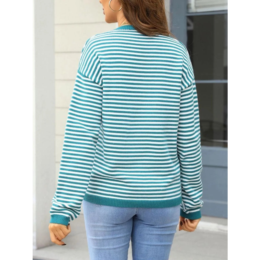 Striped Round Neck Sweater Apparel and Accessories