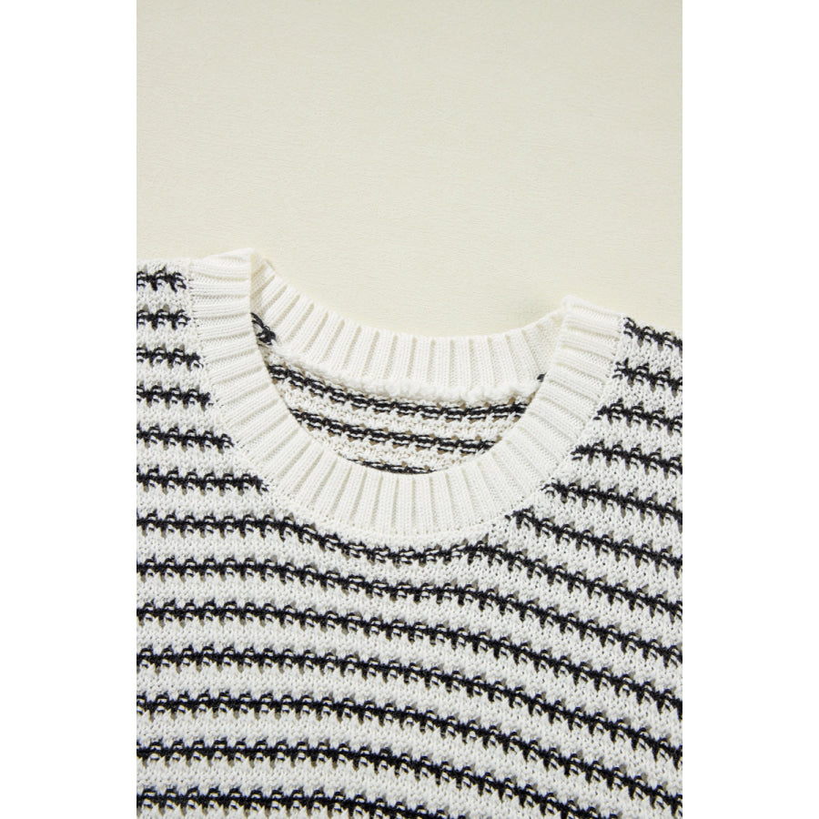 Striped Round Neck Sweater Vest Apparel and Accessories