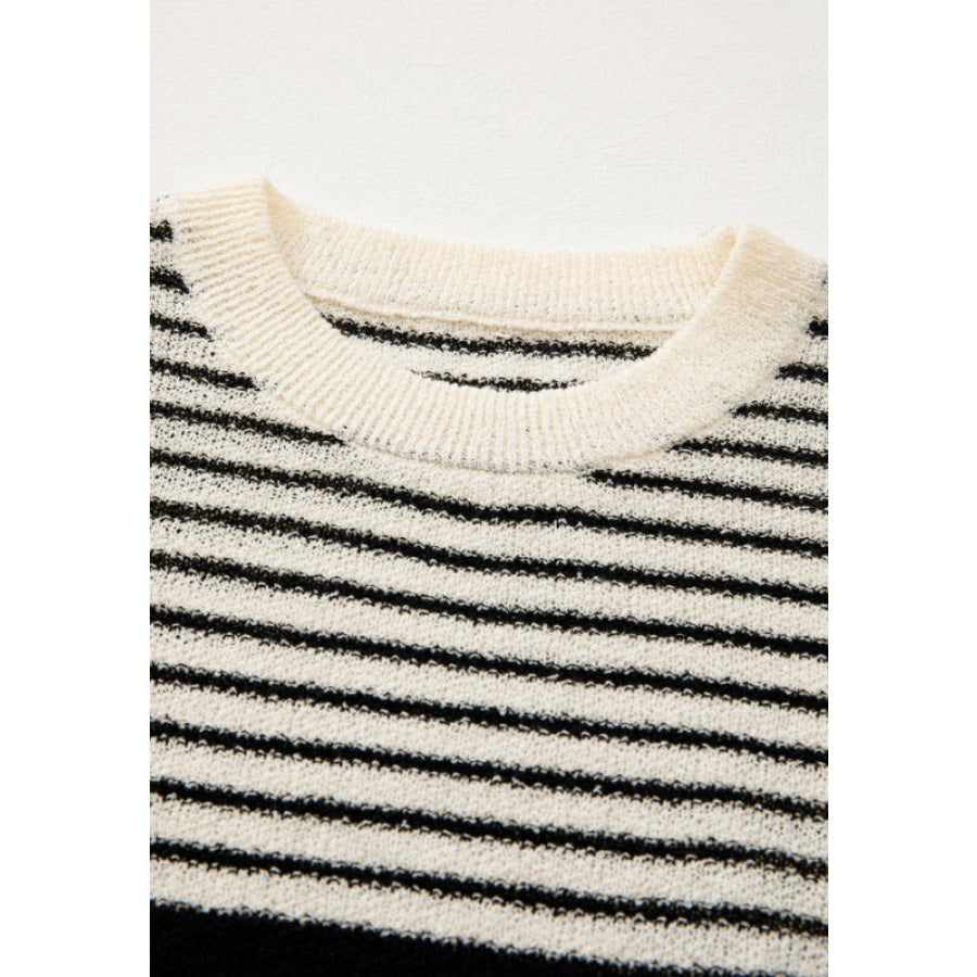 Striped Round Neck Sweater Vest Apparel and Accessories