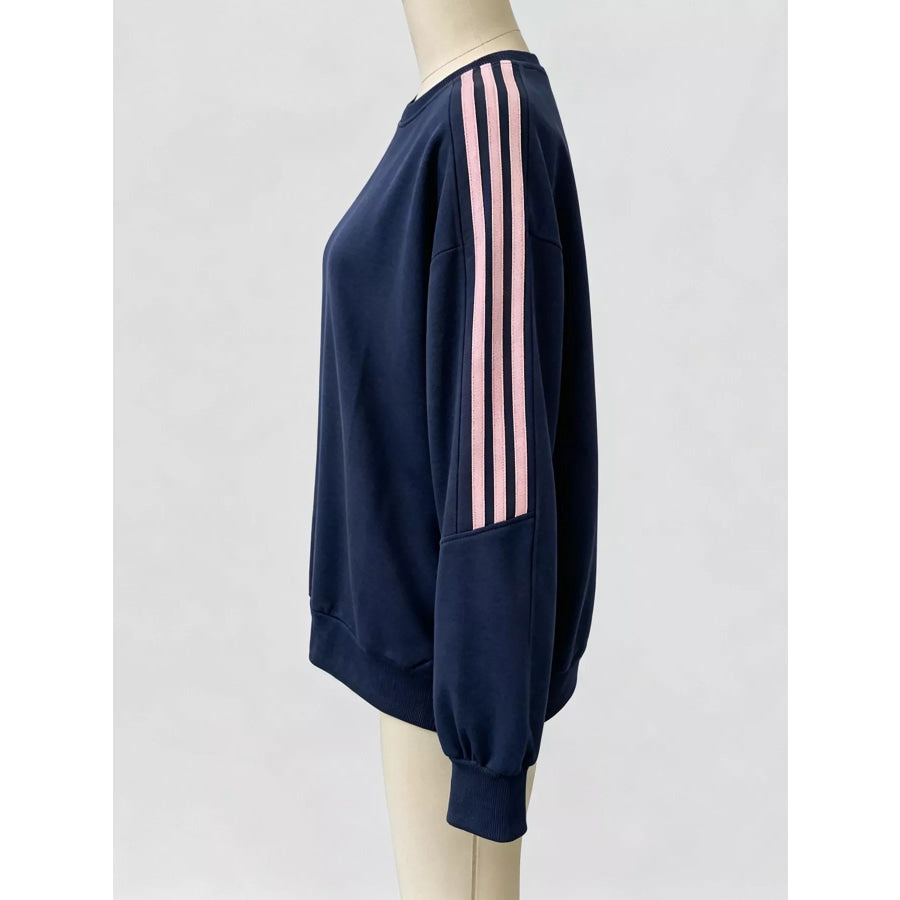 Striped Round Neck Sweatshirt Apparel and Accessories