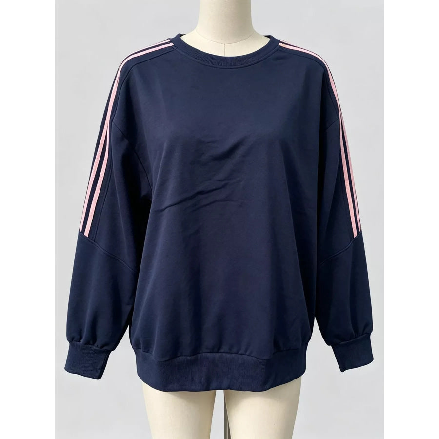 Striped Round Neck Sweatshirt Apparel and Accessories