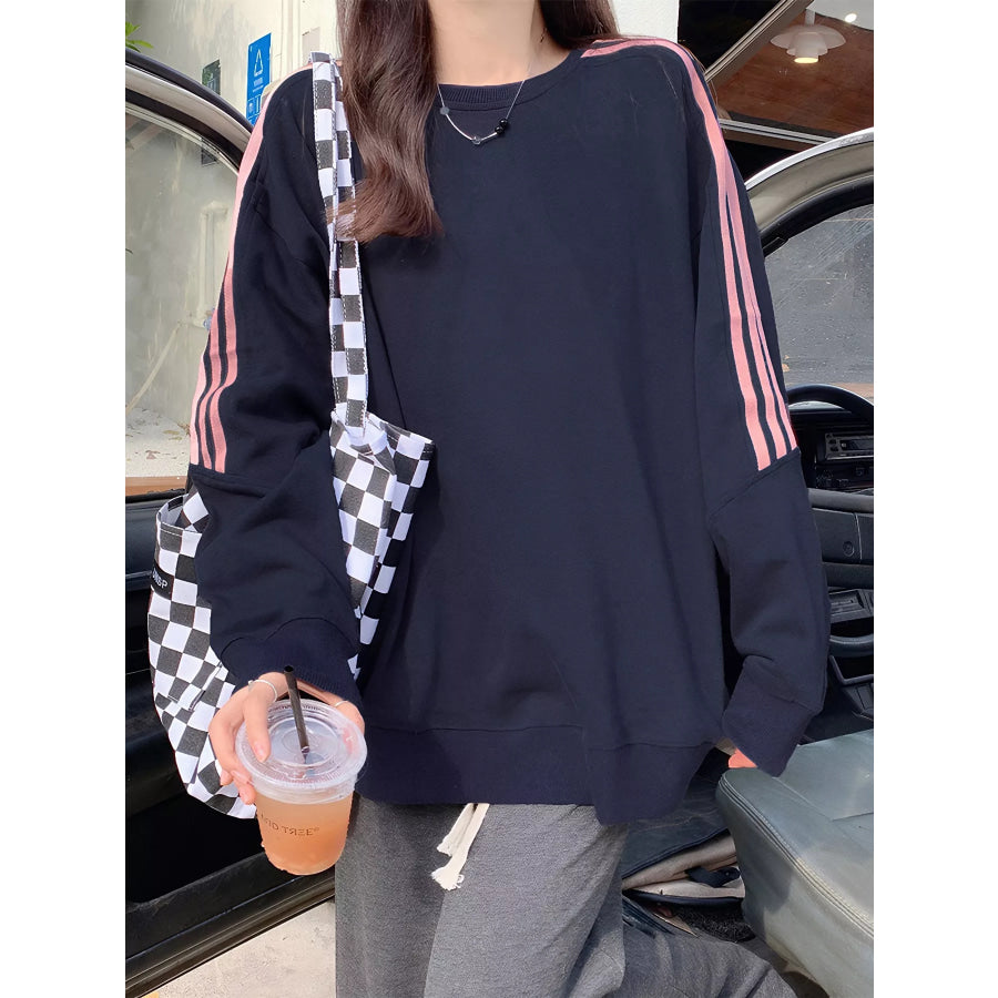 Striped Round Neck Sweatshirt Apparel and Accessories