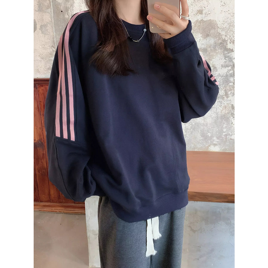 Striped Round Neck Sweatshirt Apparel and Accessories
