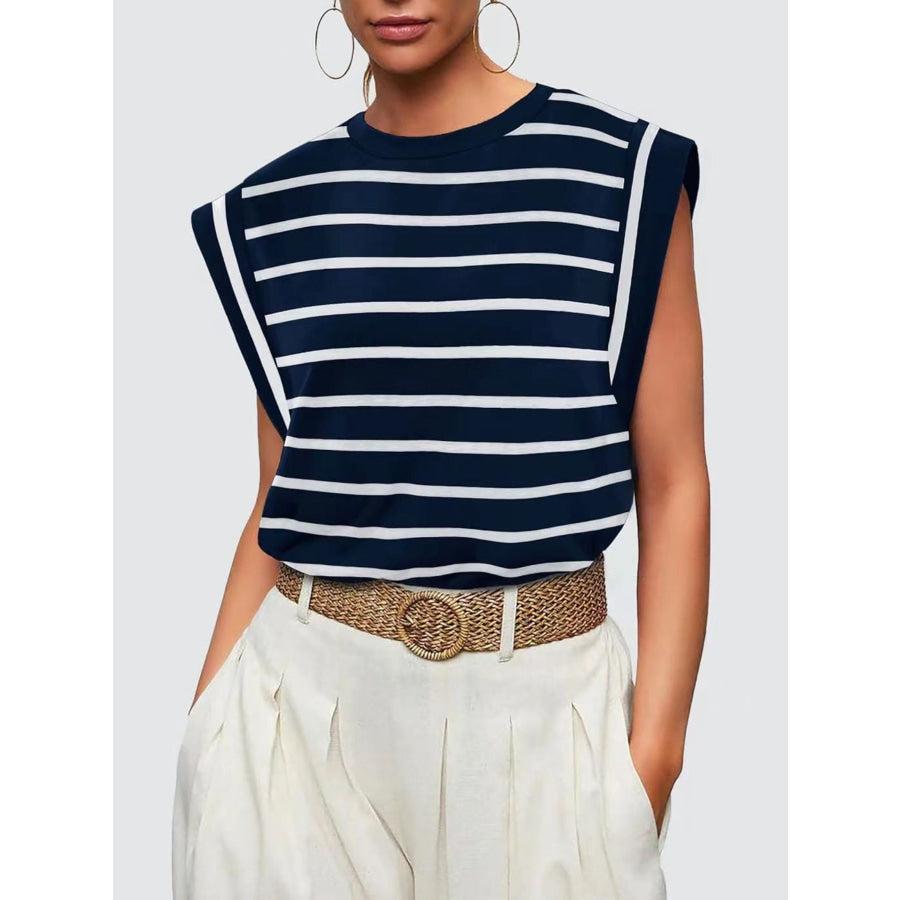 Striped Round Neck Tank Apparel and Accessories