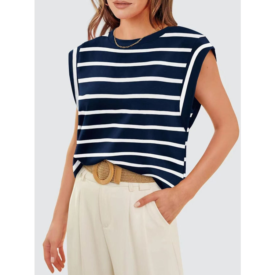 Striped Round Neck Tank Apparel and Accessories