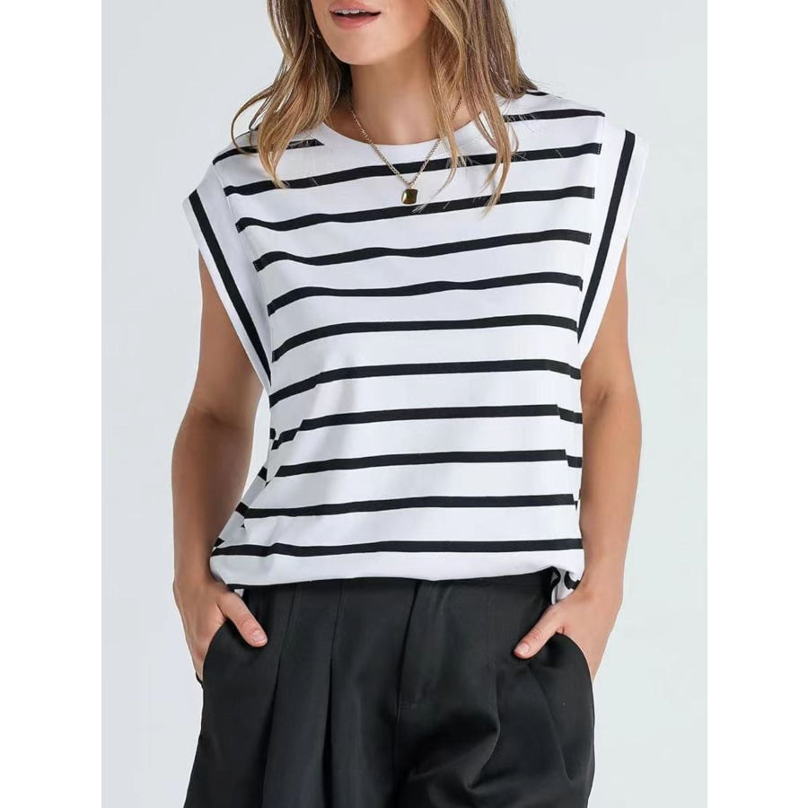 Striped Round Neck Tank Apparel and Accessories