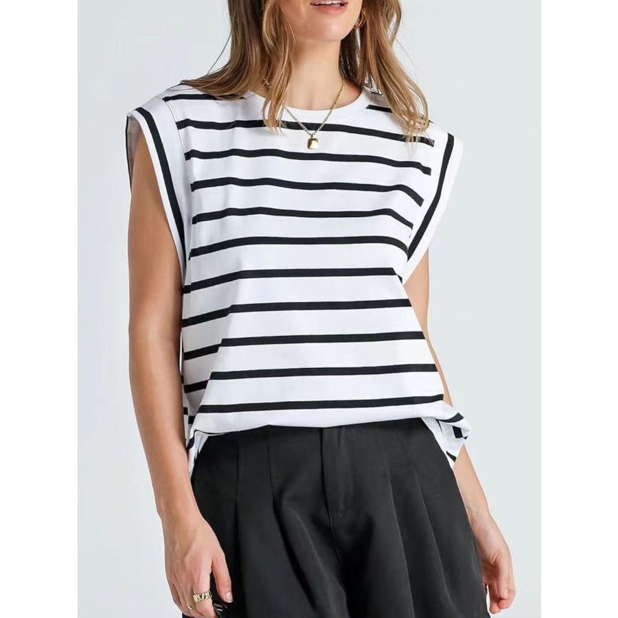 Striped Round Neck Tank Apparel and Accessories