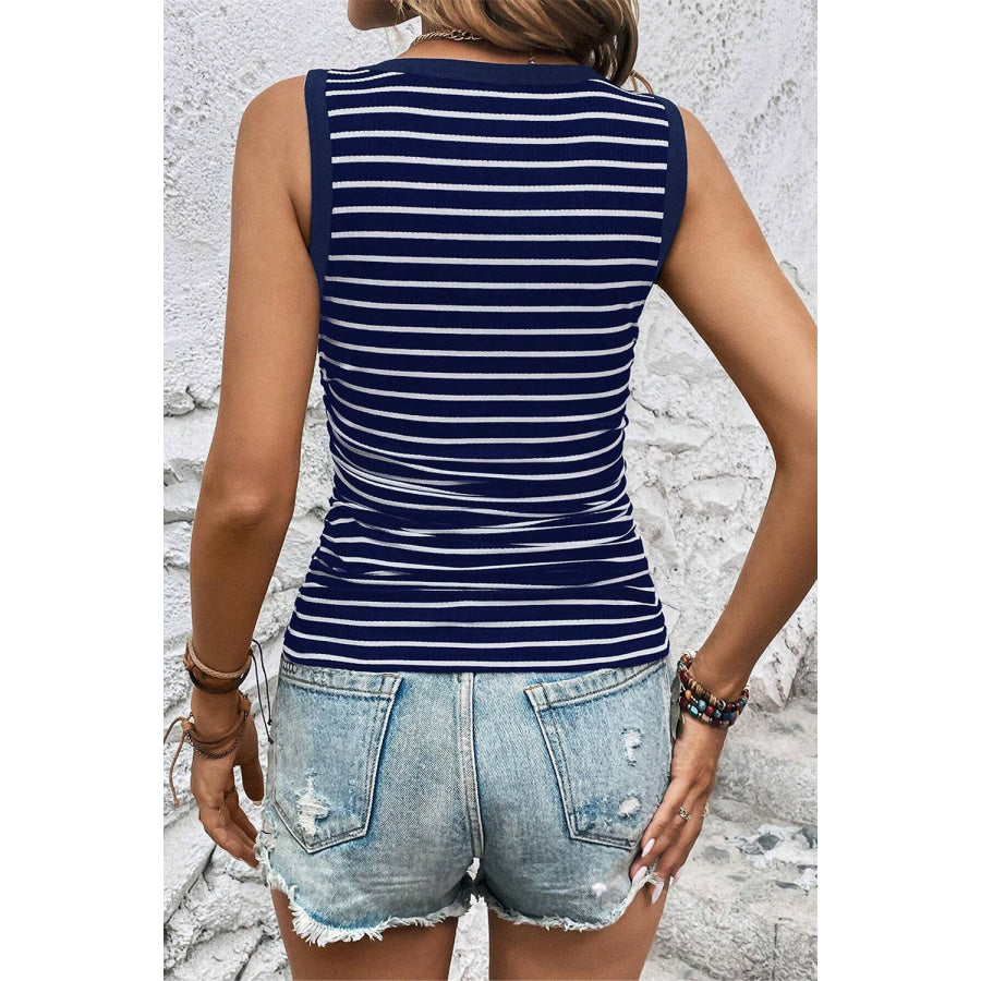 Striped Round Neck Tank Apparel and Accessories