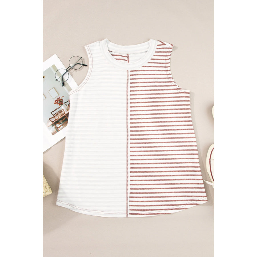 Striped Round Neck Tank Stripe / S Apparel and Accessories