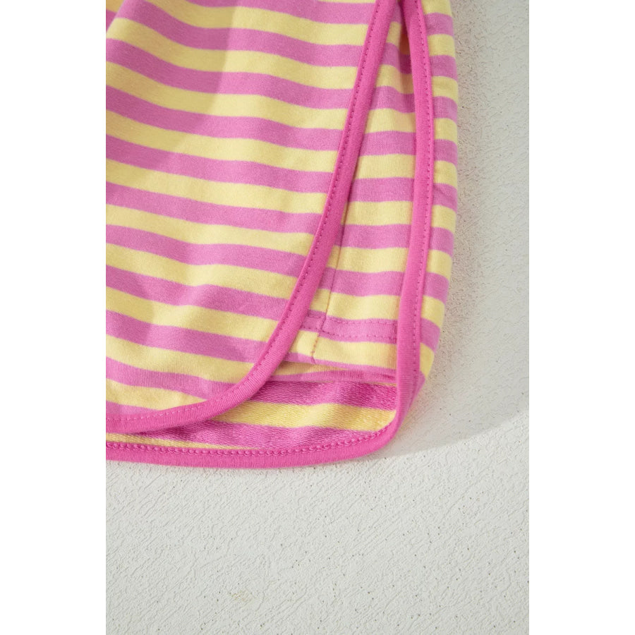 Striped Round Neck Tee and Shorts Casual Set Apparel and Accessories