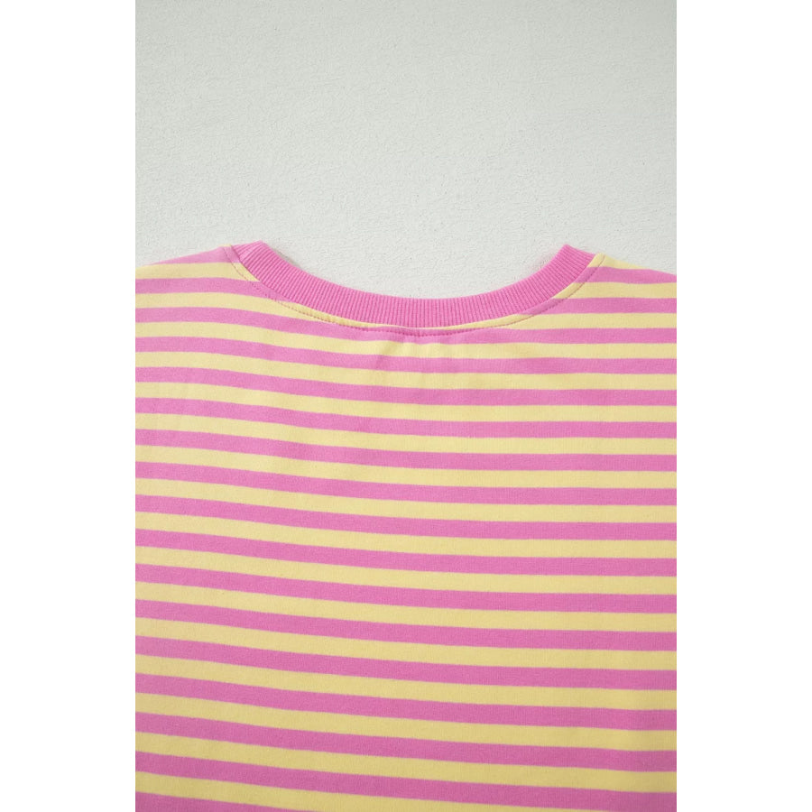 Striped Round Neck Tee and Shorts Casual Set Apparel and Accessories