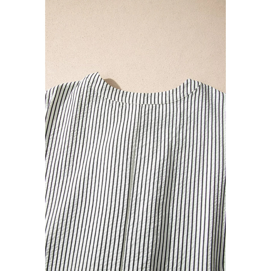Striped Ruffle Button Front Maxi Dress Apparel and Accessories