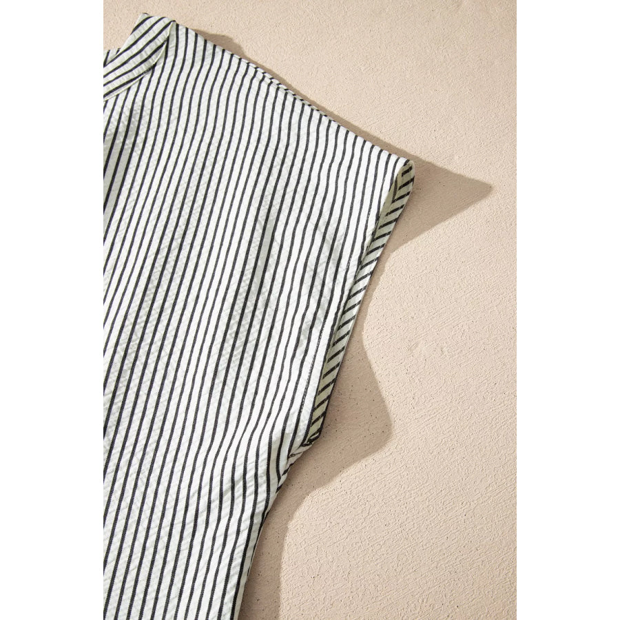 Striped Ruffle Button Front Maxi Dress Apparel and Accessories