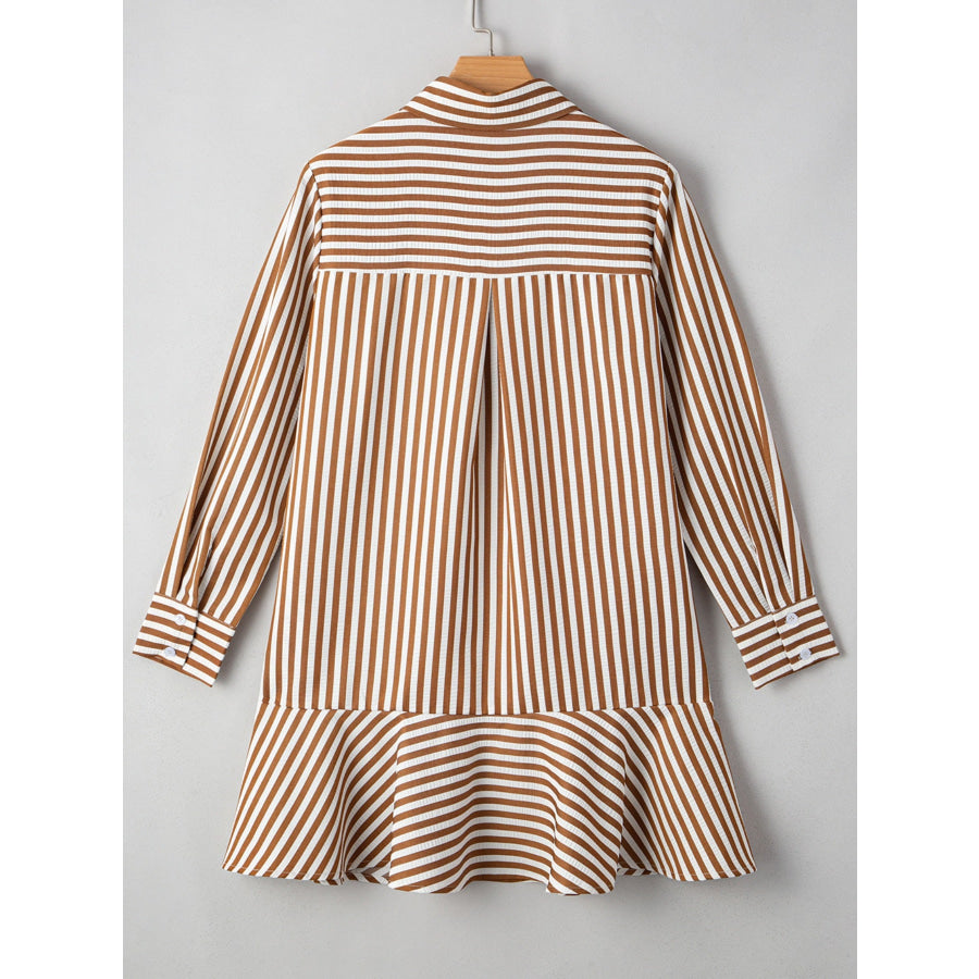 Striped Ruffle Hem Shirt Dress Apparel and Accessories