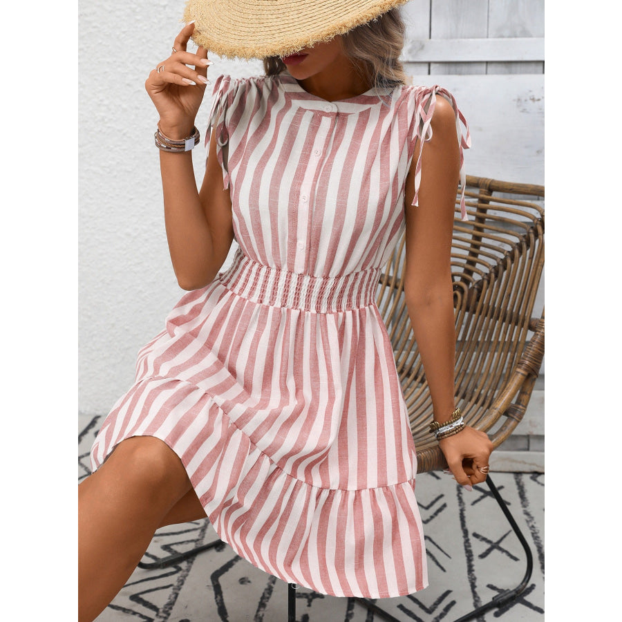 Striped Ruffle Hem Summer Dress Apparel and Accessories