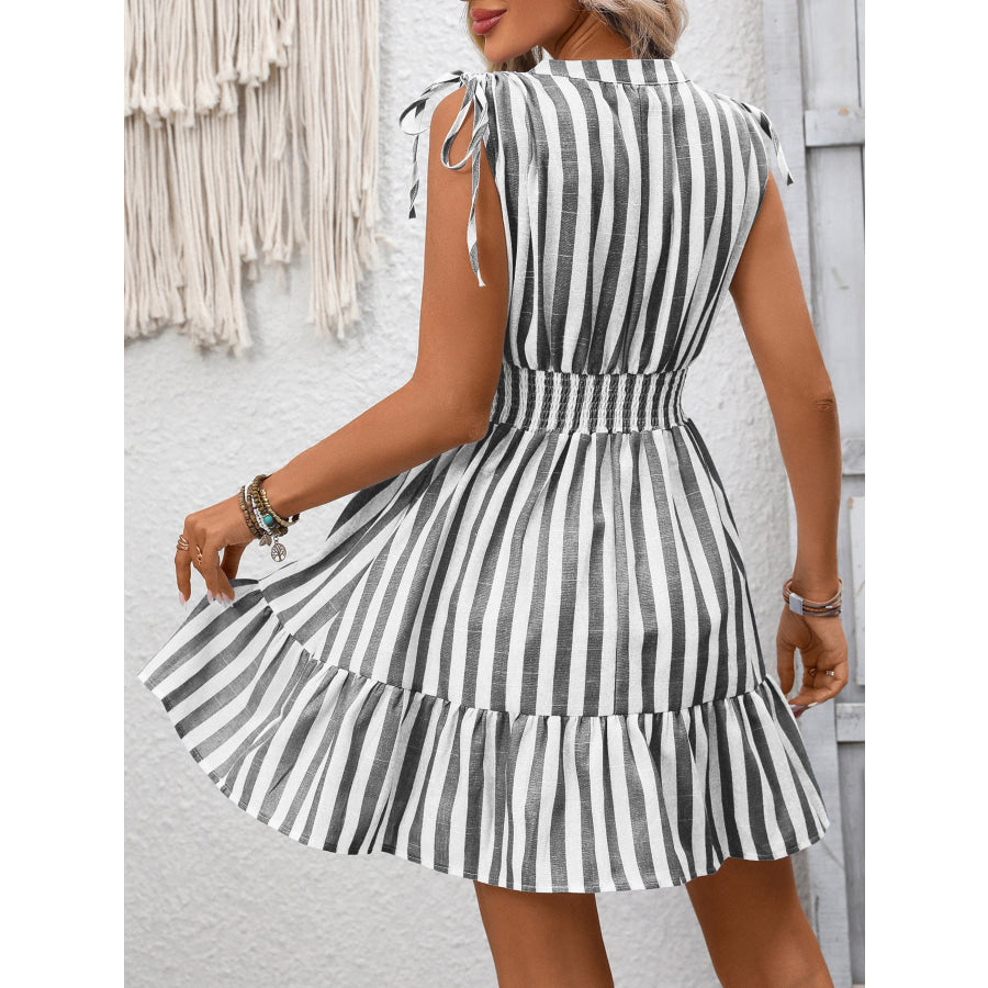 Striped Ruffle Hem Summer Dress Apparel and Accessories