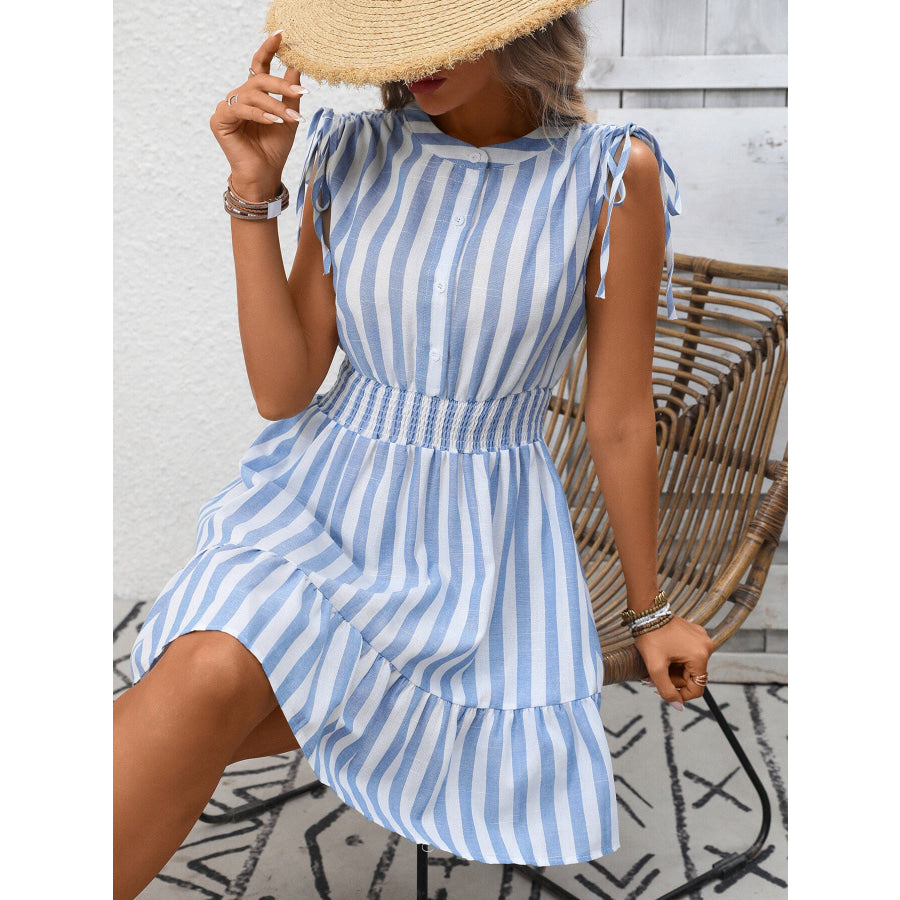 Striped Ruffle Hem Summer Dress Apparel and Accessories