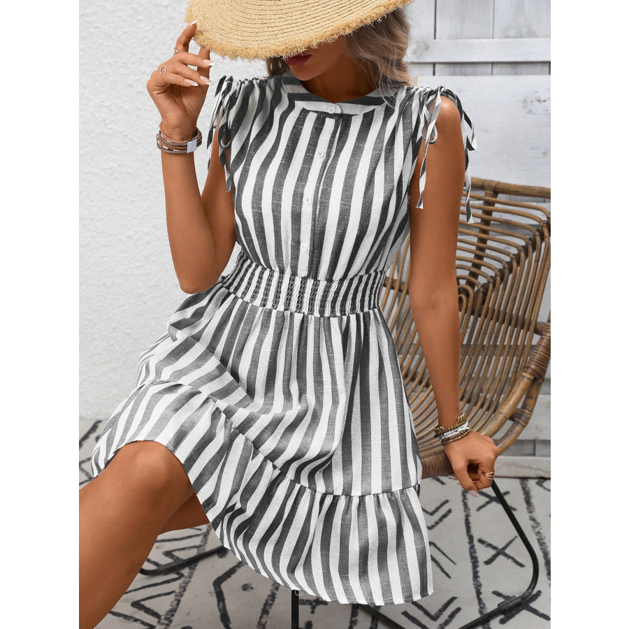 Striped Ruffle Hem Summer Dress Apparel and Accessories