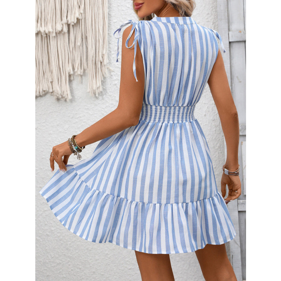 Striped Ruffle Hem Summer Dress Apparel and Accessories