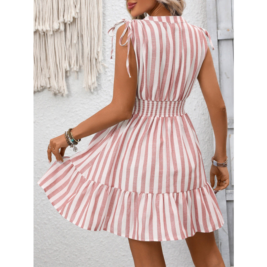 Striped Ruffle Hem Summer Dress Apparel and Accessories