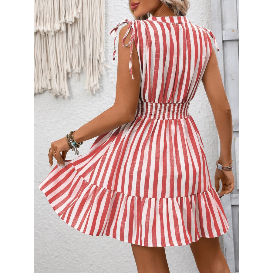 Striped Ruffle Hem Summer Dress Apparel and Accessories