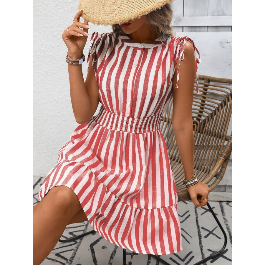 Striped Ruffle Hem Summer Dress Apparel and Accessories