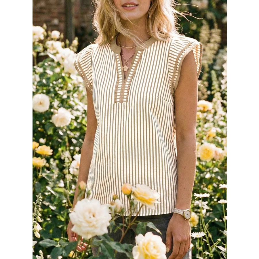 Striped Ruffle Sleeve Blouse Apparel and Accessories