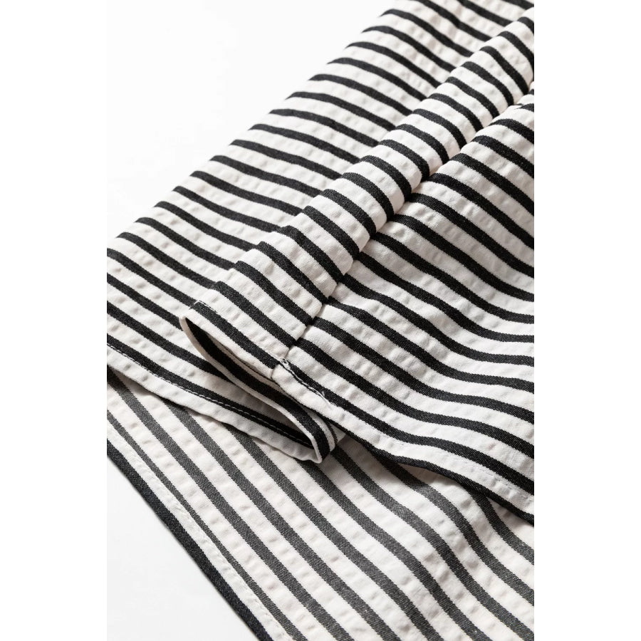 Striped Ruffle Sleeve Tiered Midi Dress Apparel and Accessories