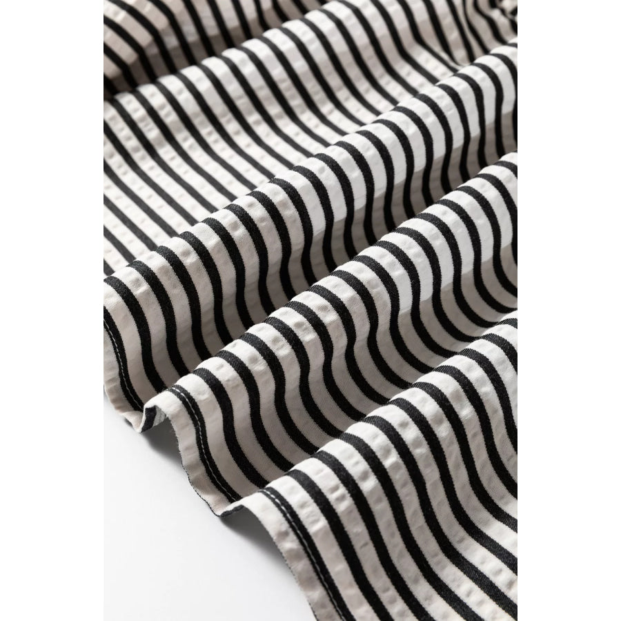 Striped Ruffle Sleeve Tiered Midi Dress Apparel and Accessories