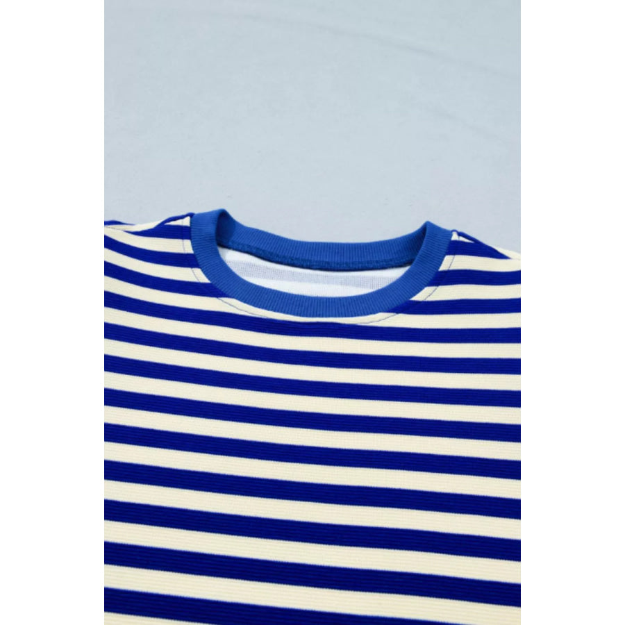 Striped Ruffle Sleeve Top and Shorts Set Apparel and Accessories
