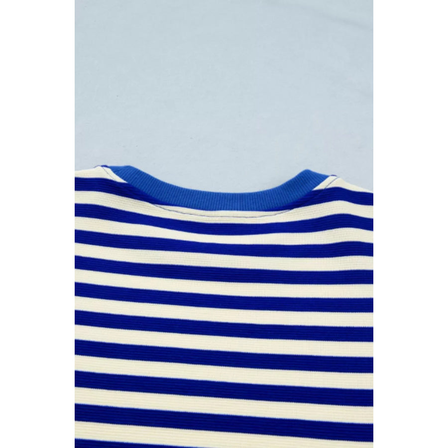 Striped Ruffle Sleeve Top and Shorts Set Apparel and Accessories